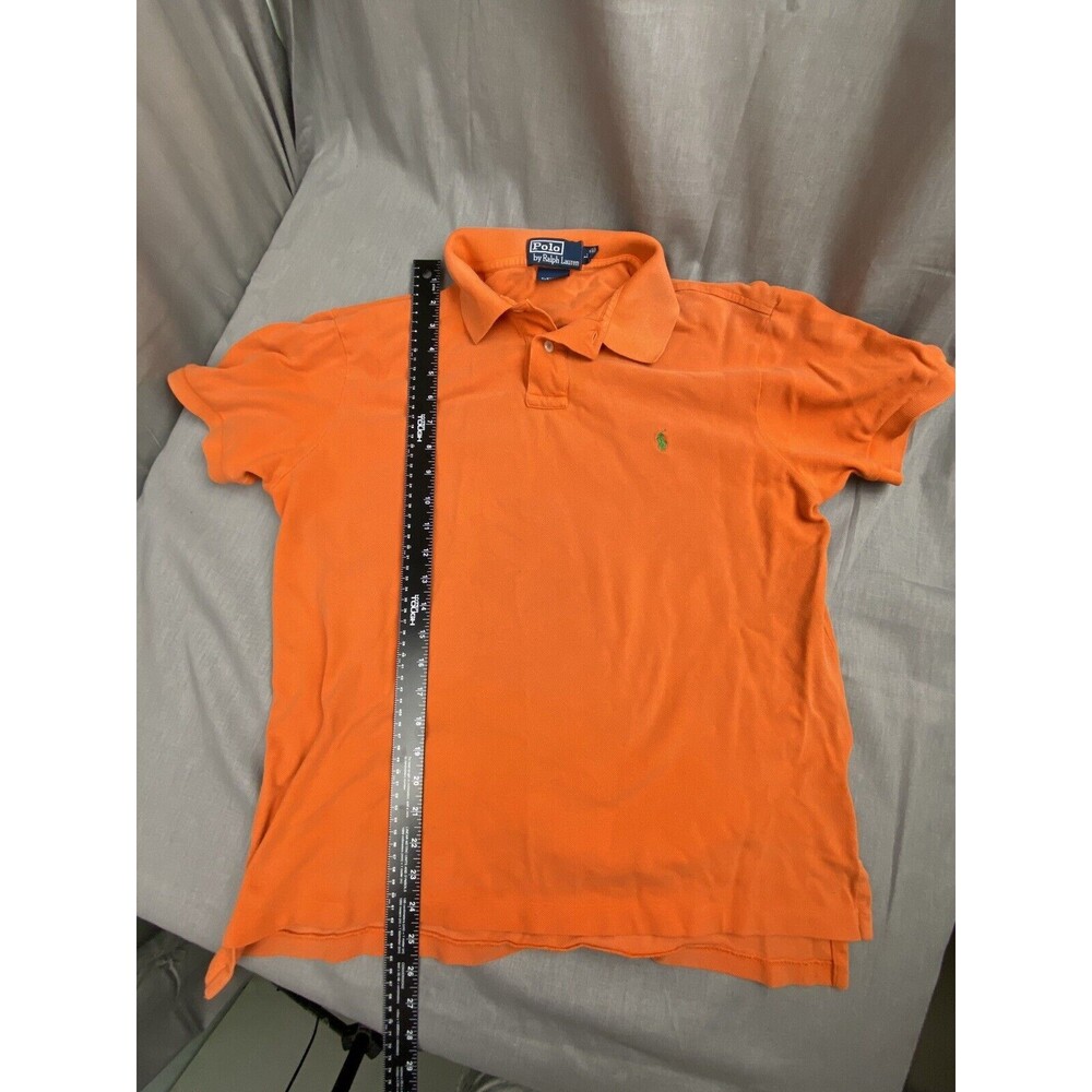Polo Ralph Lauren VTG Shirt Mens Large Orange Soft Cotton Polo‎ Green Pony Rugby